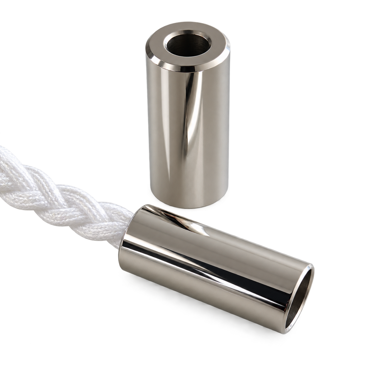 Polished silver Roman blind metal acorns with white blind cord