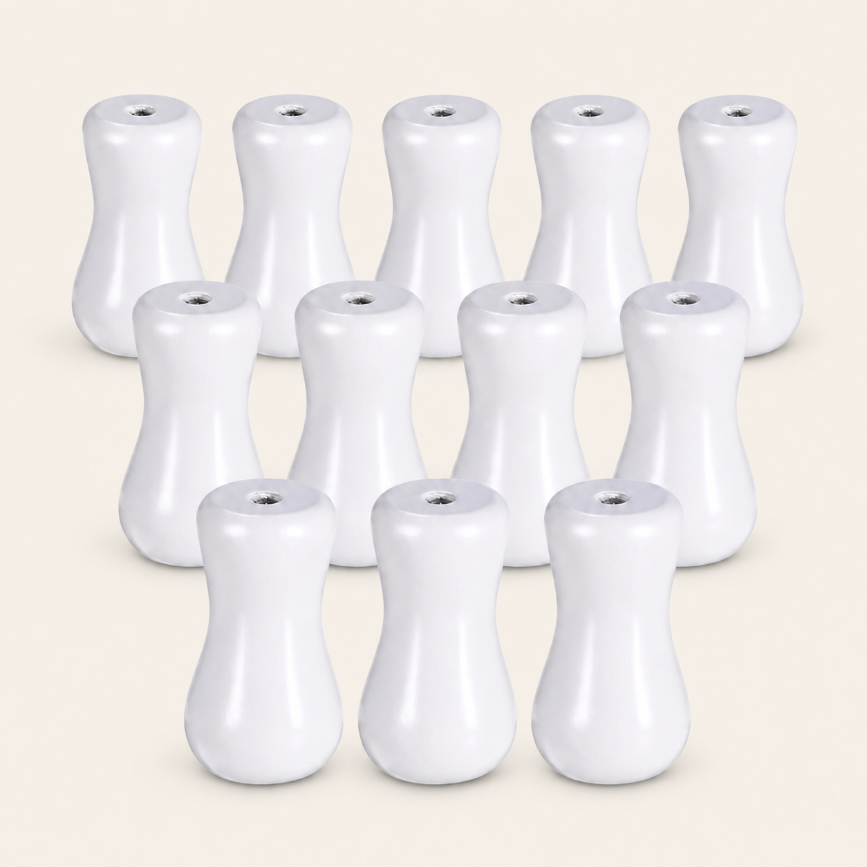 White vase-shaped Roman blind wooden acorns